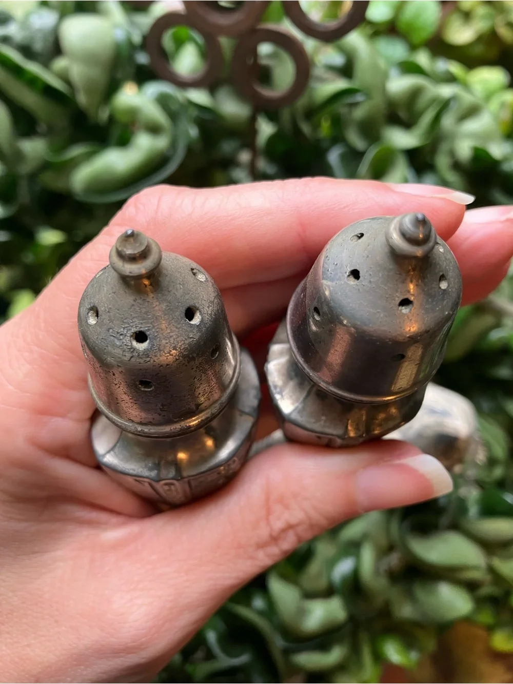 Vintage Rustic Quaker Shaker Astor Silver Metal Salt and Pepper Shakers